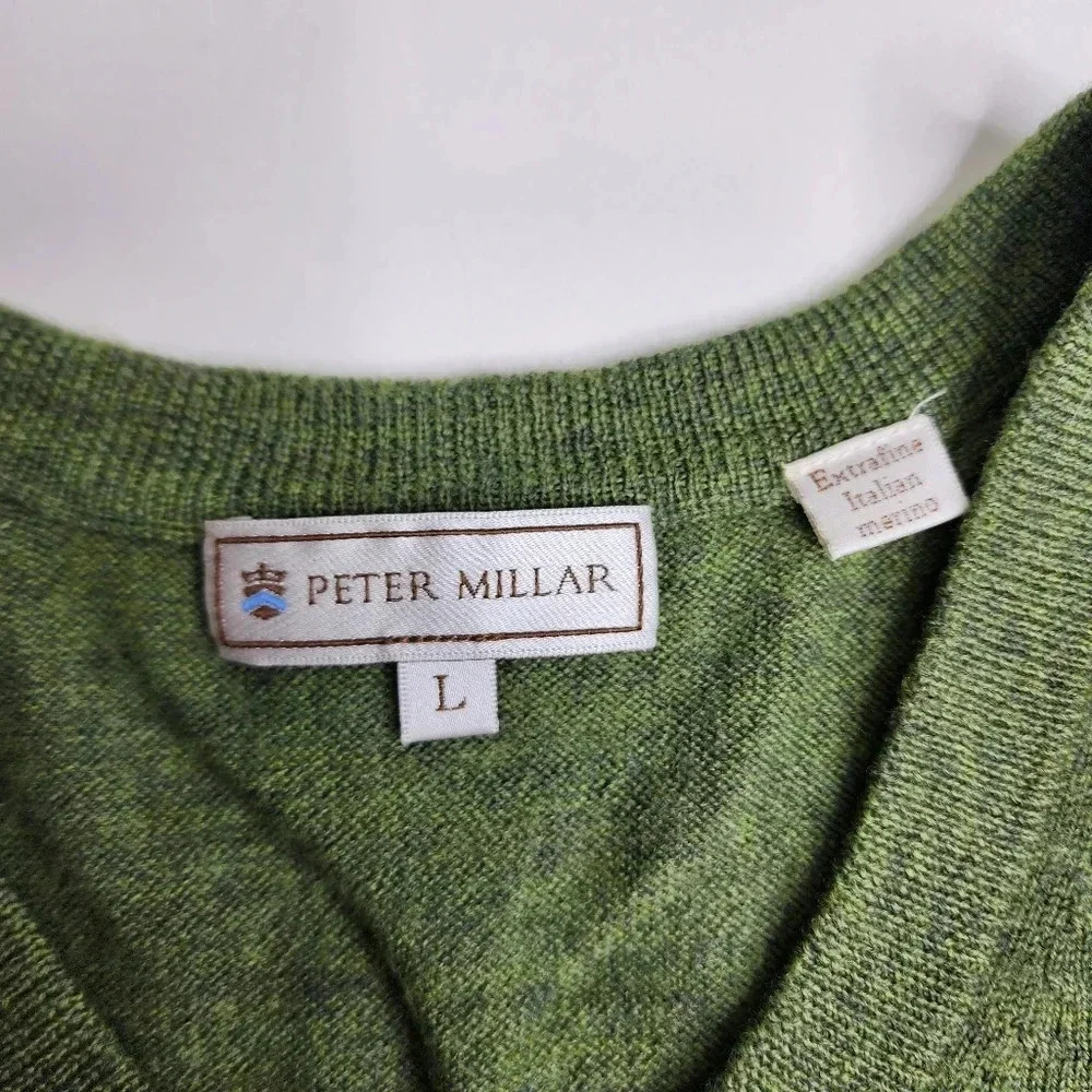 Peter Millar Extra Fine Italian Merino Wool Vest Size Large Green Rooster - Picture 4 of 8